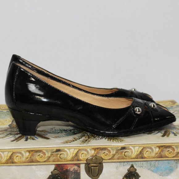 Sofft Simone Black Patent Open Toe Heels - Picture 7 of 15